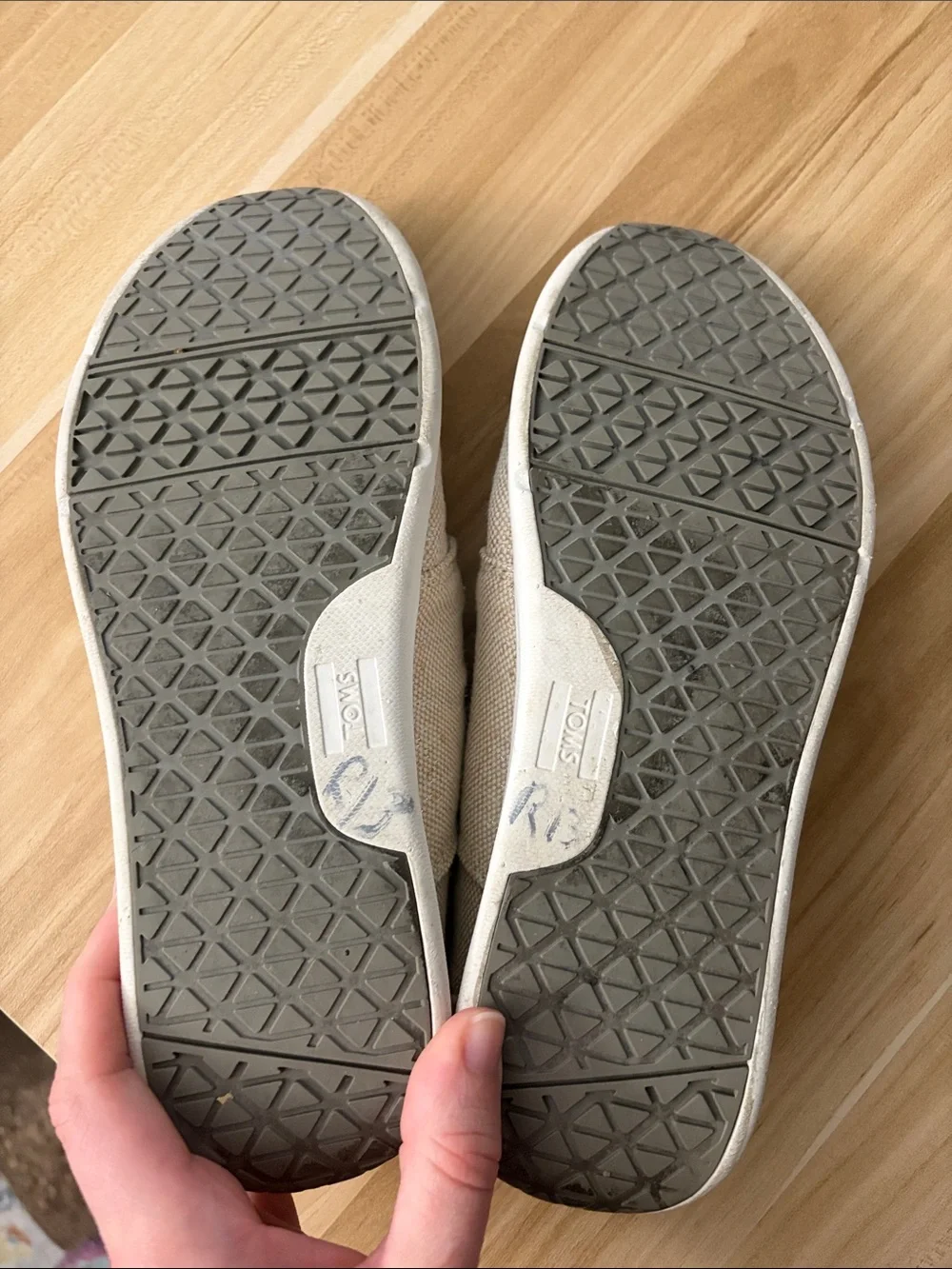 Toms Beige Canvas Lace-Up Sneakers